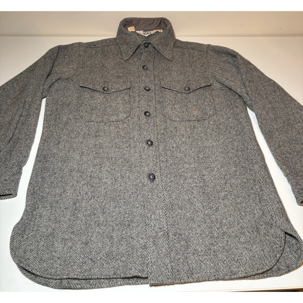 Woolrich Vintage Wool Button Down Shirt Jacket| Gray | Men's Medium - Picture 7 of 8
